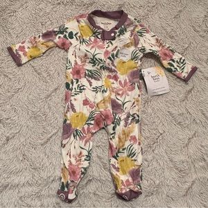 burts bees 0-3month flower print jumpsuit